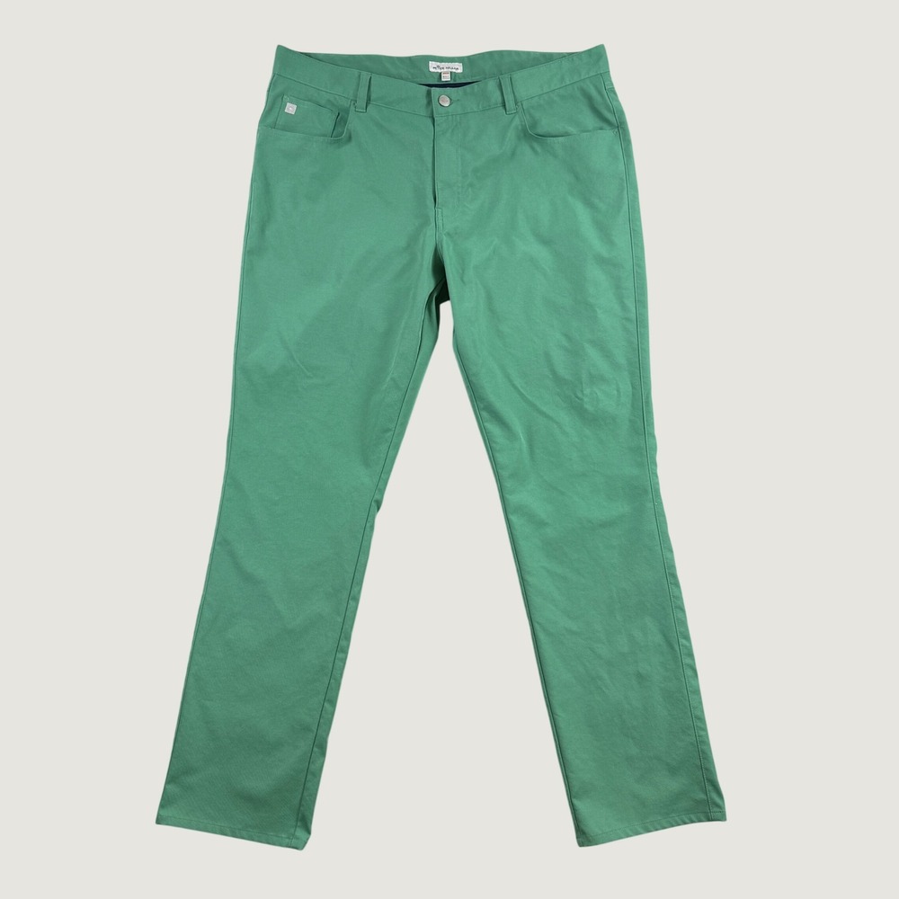 Peter Millar EB66 Pant Mens 38x32 Green Performance 5 Pocket Stretch Chino Golf